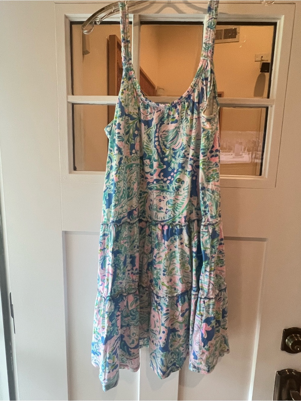 Lilly Pulitzer Sleeveless Floral Paisley Summer Dress in Blue and Pink